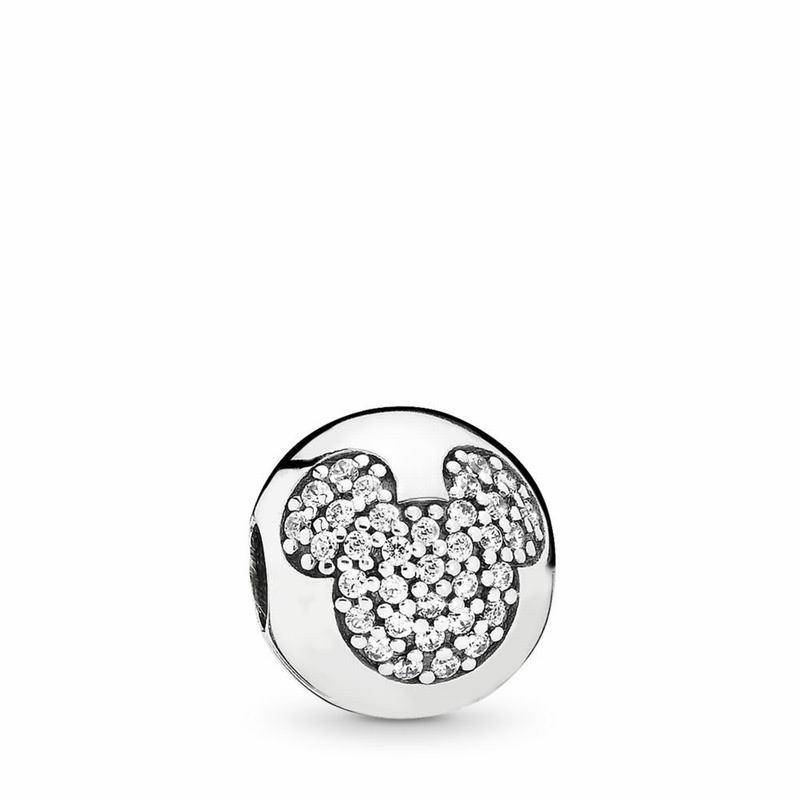 Pandora Disneyr Mickey Pavé Clip Charm - Sterling Silver/Cubic Zirconia - Canada | TH9099QC